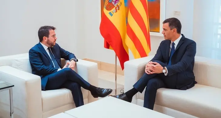 Imagen de la última reunión entre Pere Aragonès y Pedro Sánchez