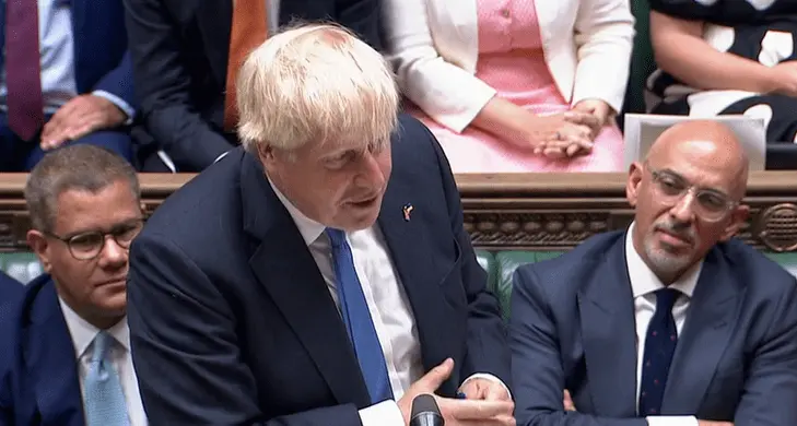 Boris Johnson en la sesión del Parlamento 
