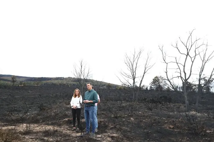 El presidente Sánchez en su visita al fuego de La Sierra de la Culebra en Zamora