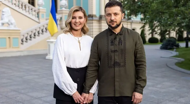 El presidente ucraniano Zelenski junto a su mujer el Día de la Independencia. Fuente Instragram