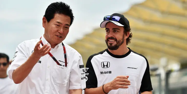 (L to R): Yasuhisa Arai (JPN) Honda Motorsport Chief Officer with Fernando Alonso (ESP) McLaren.
26.03.2015. Formula 1 World Championship, Rd 2, Malaysian Grand Prix, Sepang, Malaysia, Thursday.
- www.xpbimages.com, EMail: requests@xpbimages.com - copy of publication required for printed pictures. Every used picture is fee-liable. © Copyright: Price / XPB Images