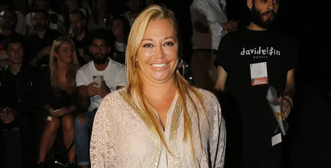Belen Esteban at front row of DavidDelfin collection runway during Pasarela Cibeles - Mercedes-Benz Fashion Week Madrid 2014 , in Madrid, on Sunday 14rd September 2014