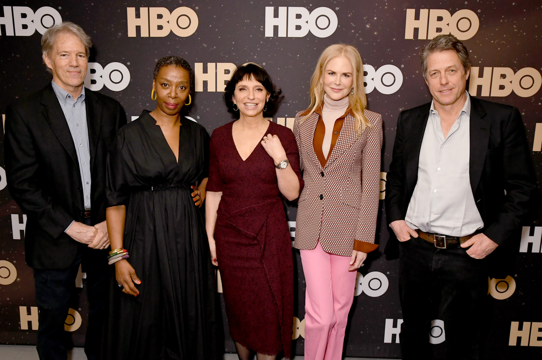 PASADENA, CALIFORNIA - JANUARY 15: (L-R) David E. Kelley, Noma Dumezweni, Susanne Bier, Nicole Kidman and Hugh Grant of 'The Undoing' pose in the green room during the 2020 Winter Television Critics Association Press Tour at The Langham Huntington, Pasadena on January 15, 2020 in Pasadena, California. 723750 (Photo by Jeff Kravitz/Getty Images for WarnerMedia)