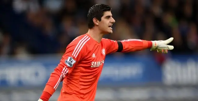 Chelsea Goalkeeper Thibault Courtois during their English Premier League soccer match at Goodison Park Stadium, Liverpool, England, Saturday Aug. 30, 2014.