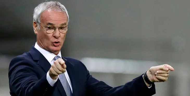 FILE - In this Friday, Nov. 10, 2014 file photo Greece's coach Claudio Ranieri of Italy reacts during the Group F Euro 2016 qualifying soccer match between Greece and Faroe Islands, at the Georgios Karaiskakis stadium, in the port of Piraeus, near Athens. Italian coach Claudio Ranieri is back in the English Premier League after being hired as the new manager of Leicester.Leicester said Monday July 13, 2015, that the 63-year-old Ranieri has signed a three-year deal as the replacement for Nigel Pearson, who was fired last month. (AP Photo/Thanassis Stavrakis, File)