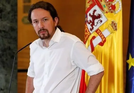 El secretario general de Podemos, Pablo Iglesias, durante su comparecencia