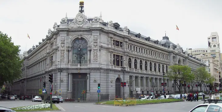 View of the Bank of Spain headquarters (Madrid) from Plaza de Cibeles (square).