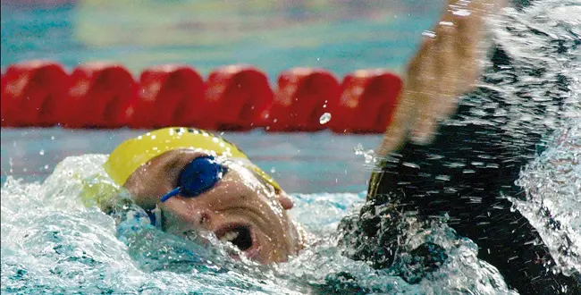 Australia's Ian Thorpe competes in the his men's 200 freestyle heat at the Commonwealth Games in Manchester, England Tuesday, July 30, 2002. (AP Photo/Steve Holland)