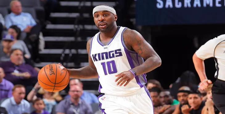 SACRAMENTO, CA - OCTOBER 10: Ty Lawson #10 of the Sacramento Kings brings the ball up the court against Maccabi Haifa on October 10, 2016 at Golden 1 Center in Sacramento, California. NOTE TO USER: User expressly acknowledges and agrees that, by downloading and or using this photograph, User is consenting to the terms and conditions of the Getty Images Agreement. Mandatory Copyright Notice: Copyright 2016 NBAE (Photo by Rocky Widner/NBAE via Getty Images)