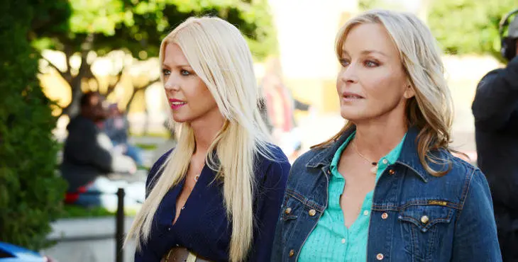 SHARKNADO 3: OH HELL NO! -- Pictured: (l-r) Tara Reid as April Wexler, Bo Derek as May -- (Photo by: Gene Page/Syfy)