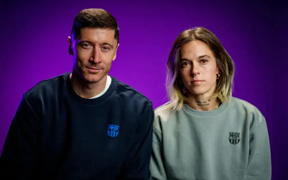Robert Lewandoski y Mapi León | Fuente: FC Barcelona