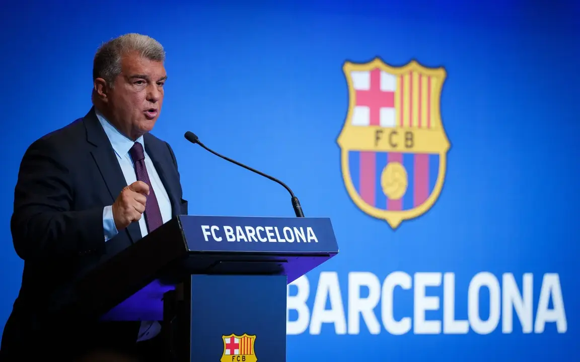 Joan Laporta en la rueda de prensa de este lunes | Fuente: FC Barcelona