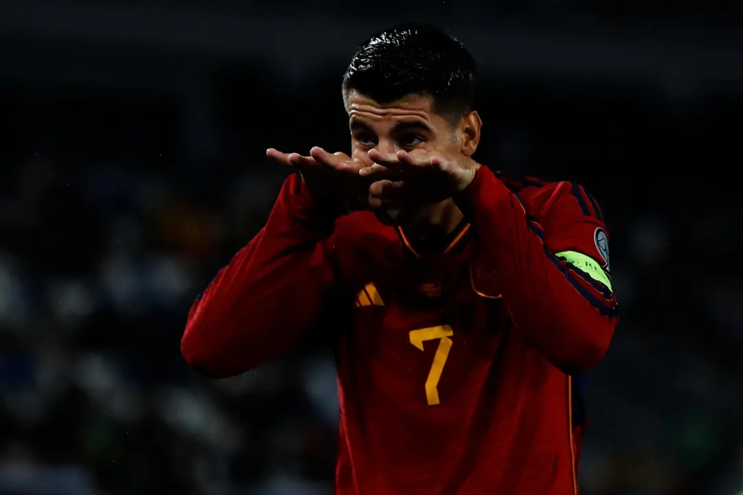 Álvaro Morata celebra su 'hat-trick' contra Georgia | Fuente: @SEFutbol