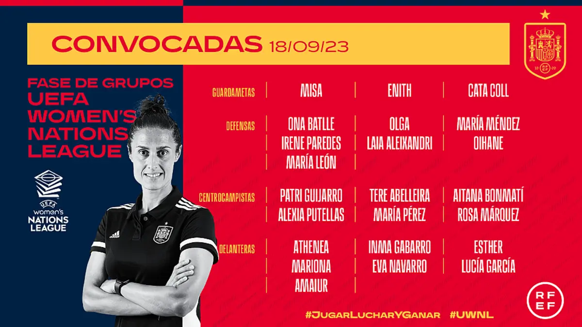 Convocatoria de Montse Tomé para la Nations League | Fuente: @SEFutbolFem