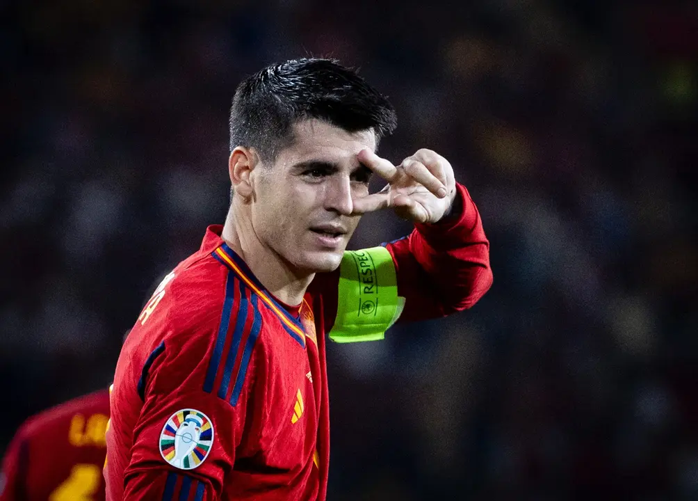 Álvaro Morata en el España - Escocia | Fuente: @SEFutbol