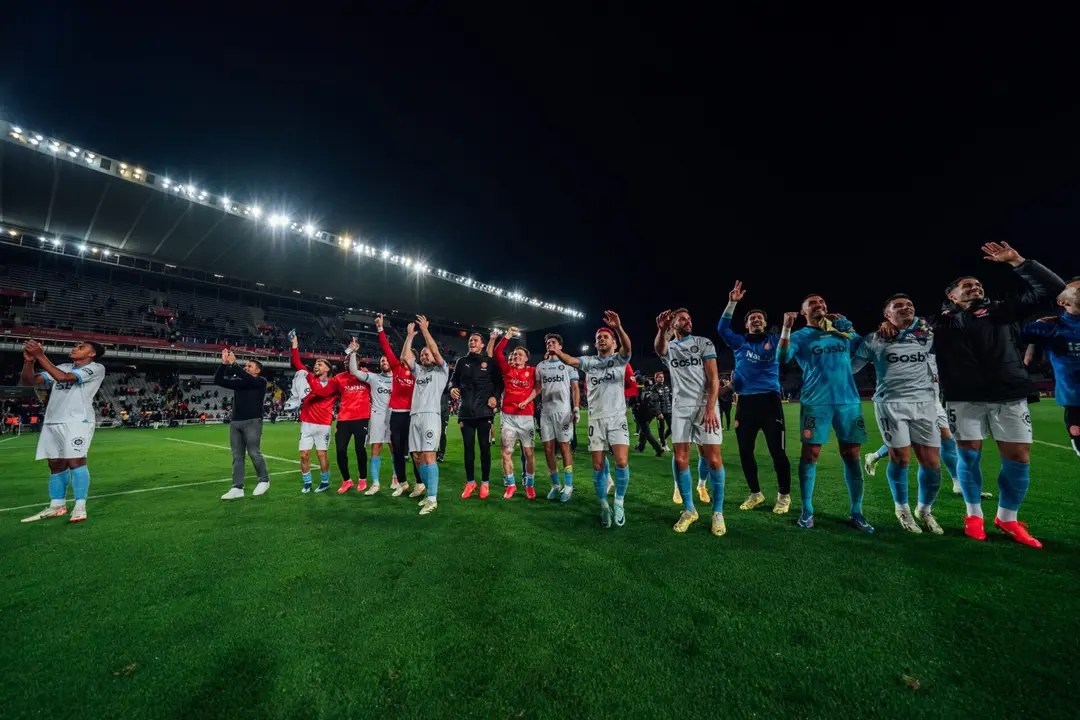 El Girona celebra la victoria contra el Barça | Fuente: Girona