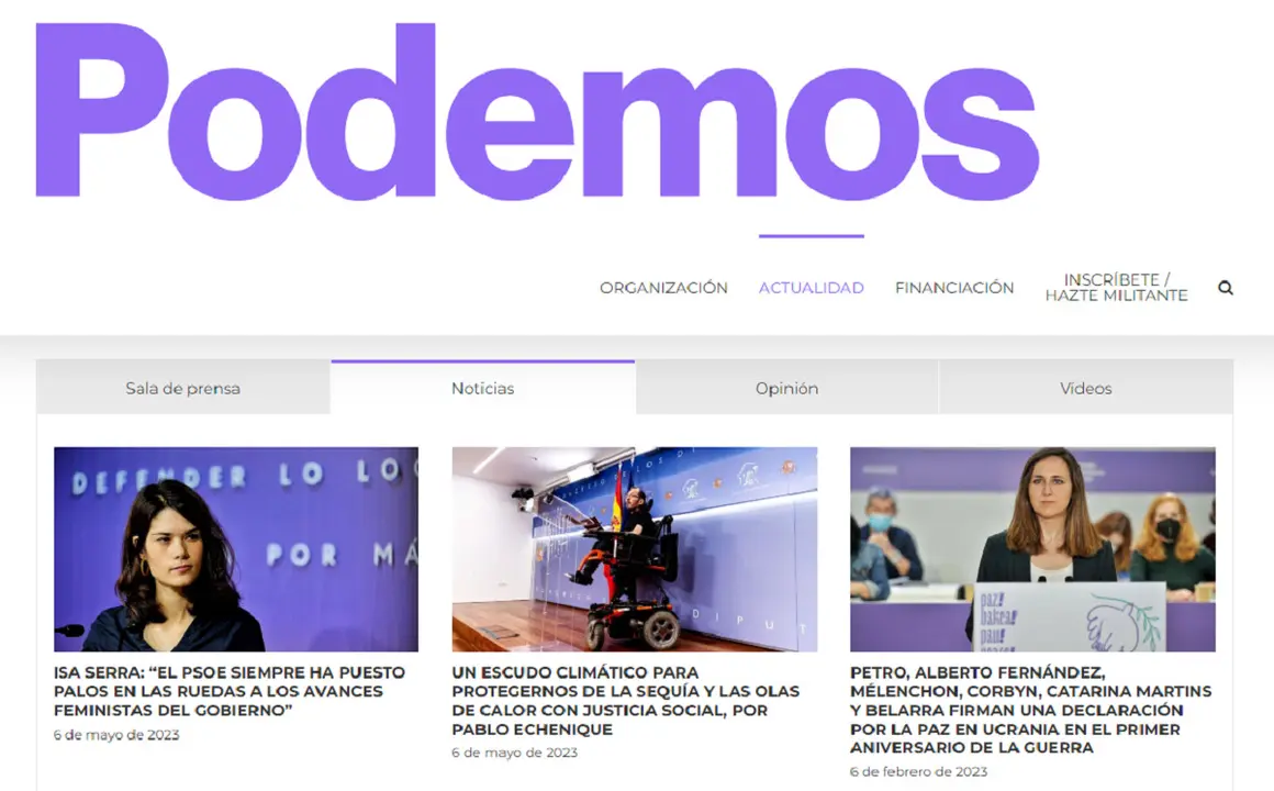 La web de Podemos