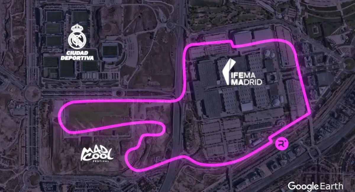 Así sería el circuito del Gran Premio de Madrid | Fuente: Google Earth