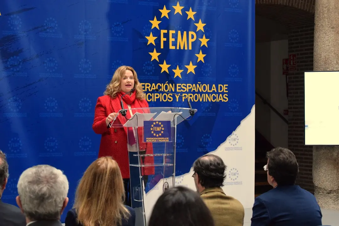 Cristina Ayala Santamaría, durante la presentación en la sede de la Federación Española de Municipios y Provincias