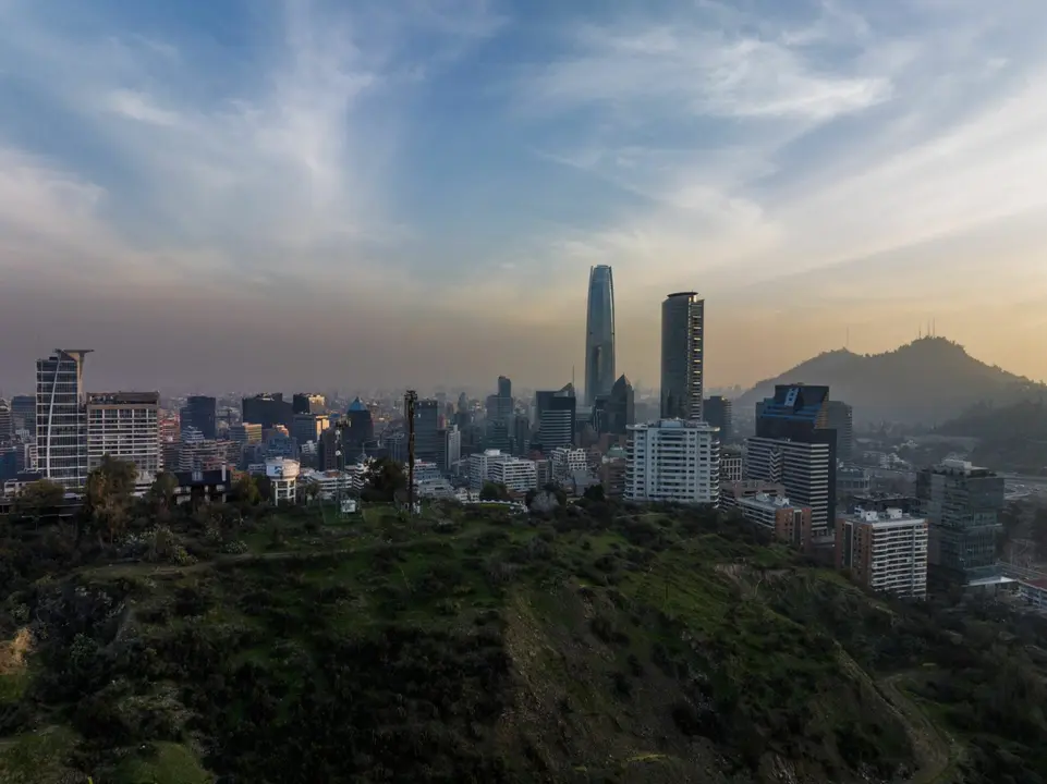 Buildings in Santiago, Chile, on Thursday, July 27, 2023. Chile's central bank will likely deliver a large interest rate cut, becoming Latin America's first major economy to relax monetary policy as inflation slows toward target.