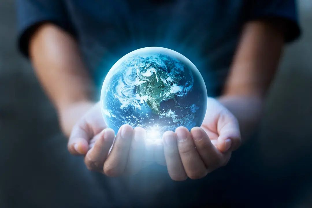 Earth day, Human hands holding blue earth, save earth concept. Elements of this image furnished by NASA