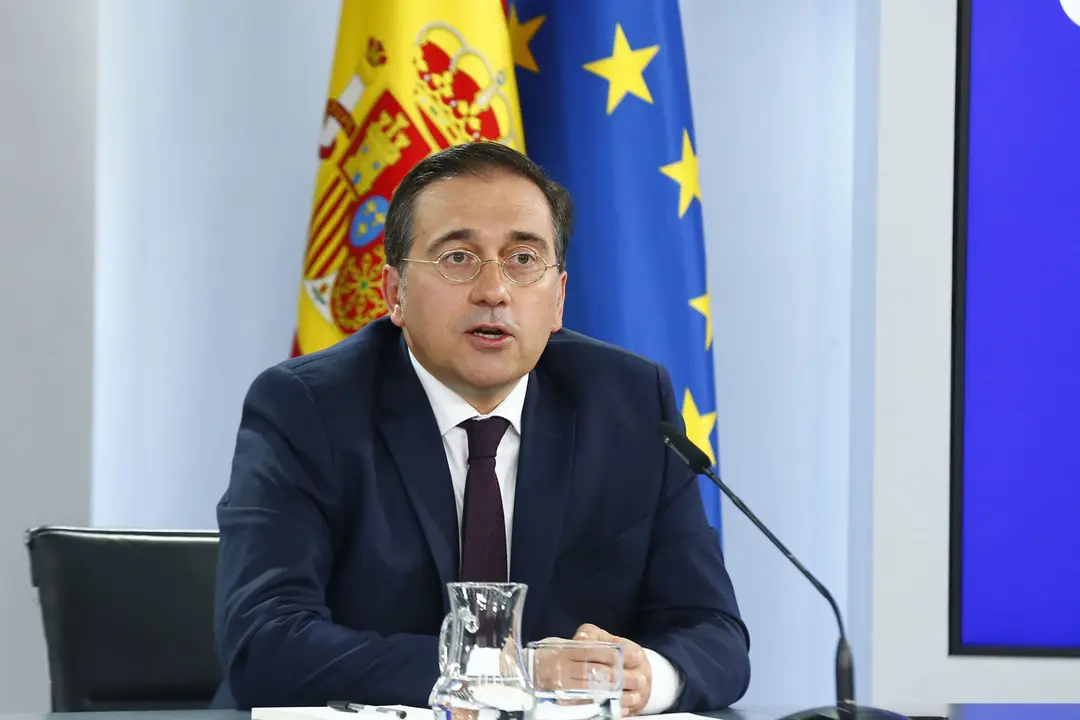 José Manuel Albares en rueda de prensa | Fuente: Moncloa