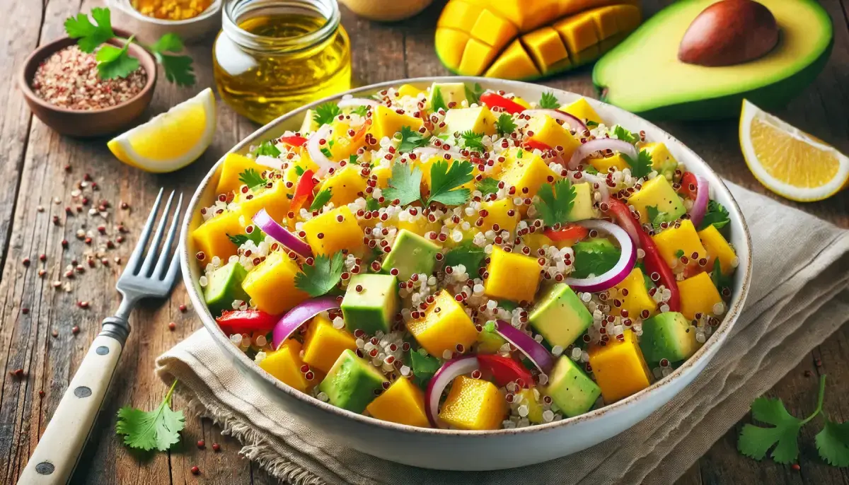 Ensalada de quinoa, mango y aguacate