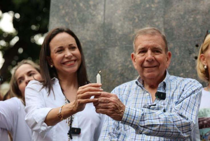María Corina Machado junto al presidente electo, Edmundo González Urrutia, durante el periodo de campaña electoral en julio de 2024 en Venezuela.