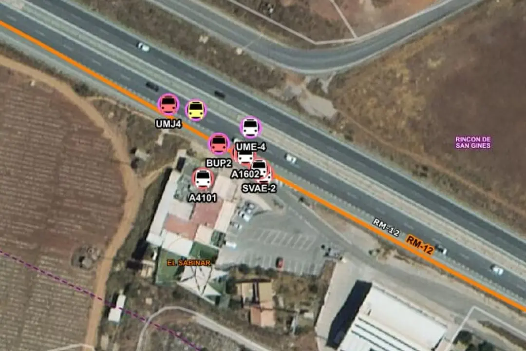 Imagen del 112 de la Región de Murcia de la colisión múltiple en Cartagena.