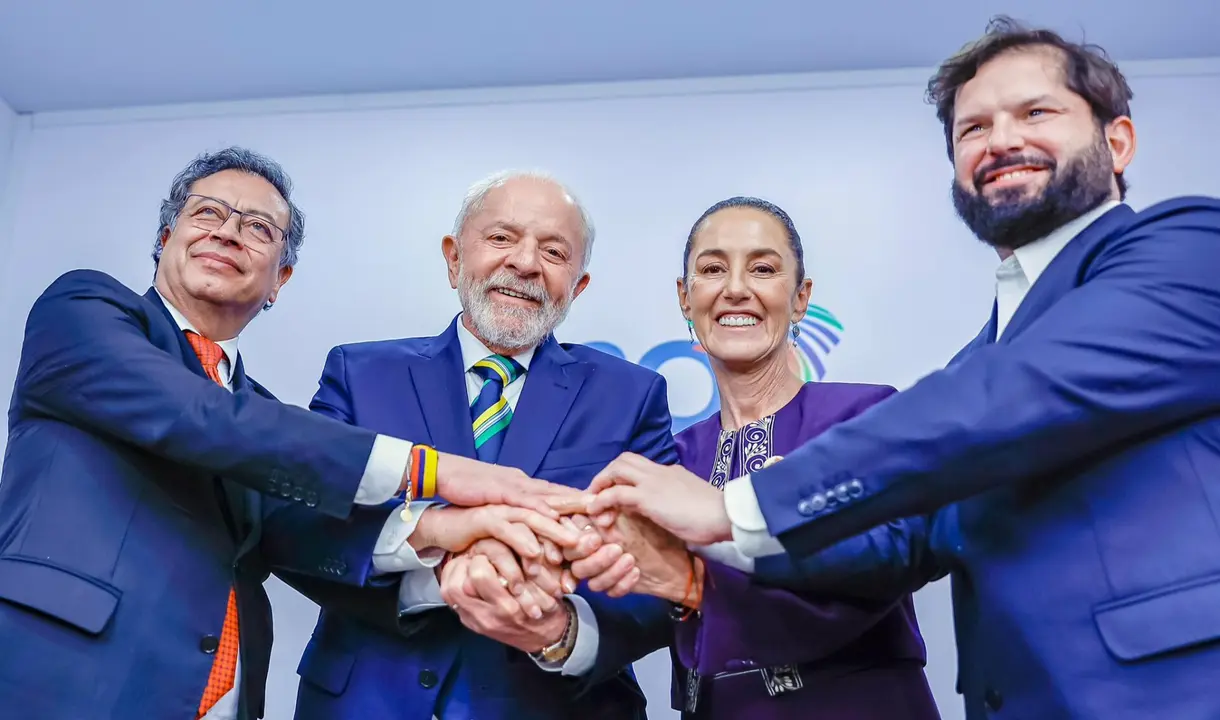 Presidentes de Colombia, Gustavo Petro; Brasil, Luiz Inácio Lula da Silva; México, Claudia Sheinbaum y Chile, Gabriel Boric, durante la Cumbre de Líderes G20