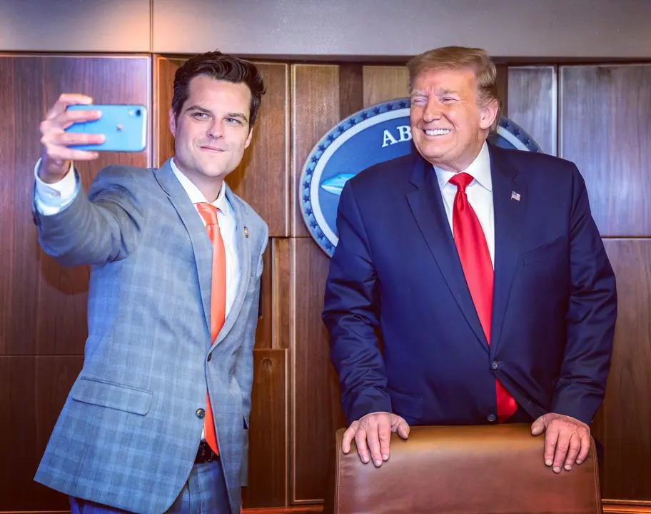 Fotografía compartida por Matt Gaetz, político estadounidense, junto al recién electo presidente, Donald Trump.