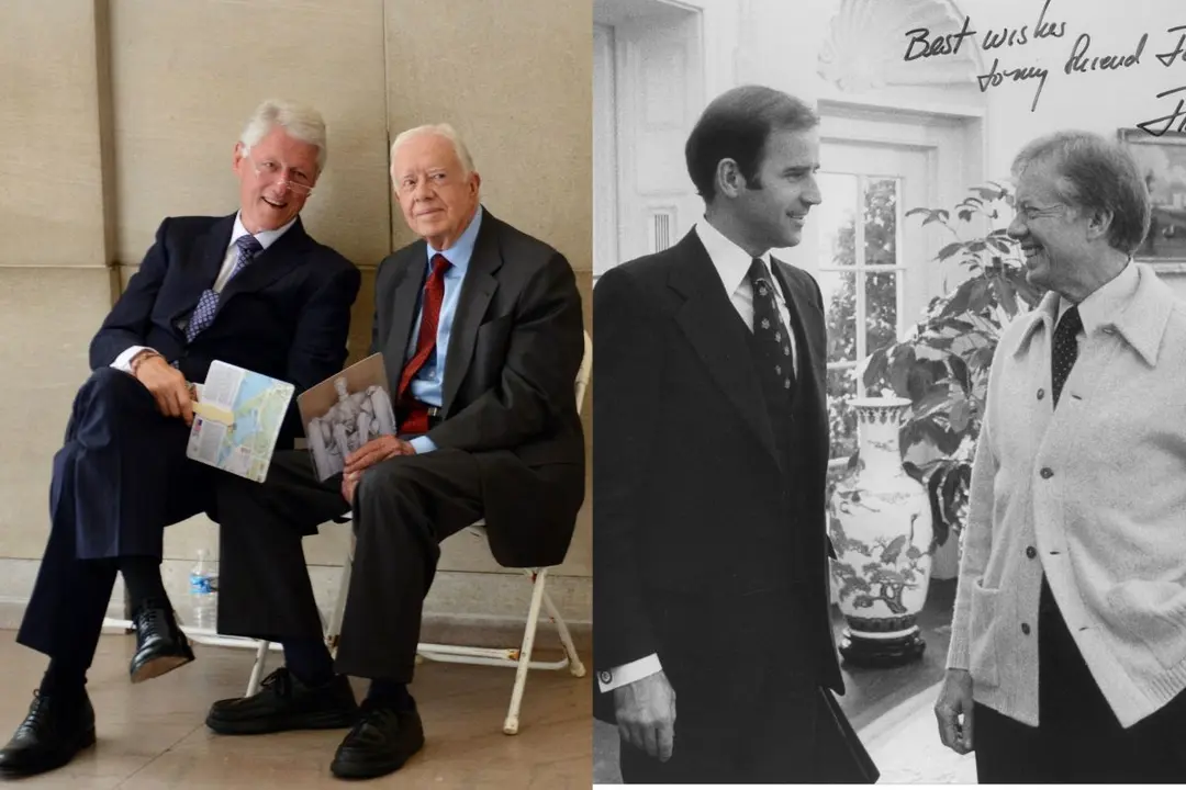 Imágenes de Bill Clinton (izqda.) y Joe Biden con Jimmy Carter, difundidas a través de X.