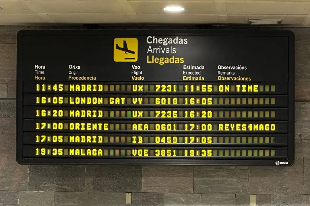 Imagen con la que Aena anuncia de la llegada del vuelo de los Reyes Magos a las 17:00h de este jueves 2 de enero.