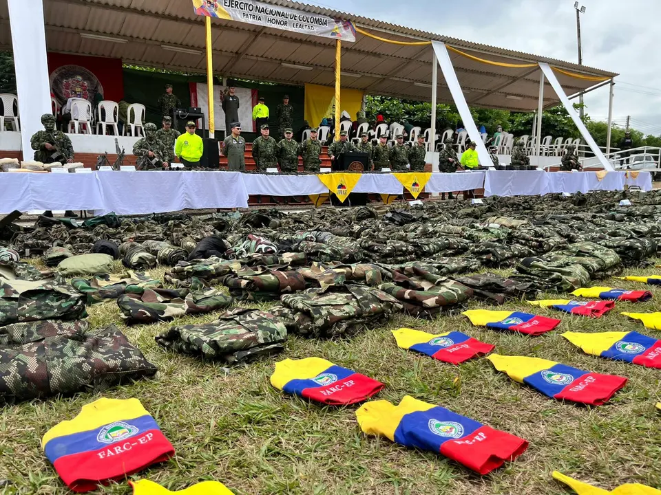 Incautación de material de guerra de las FARC por las fuerzas de seguridad colombianas el 26 de enero, como parte de su operación en la región del Catatumbo.