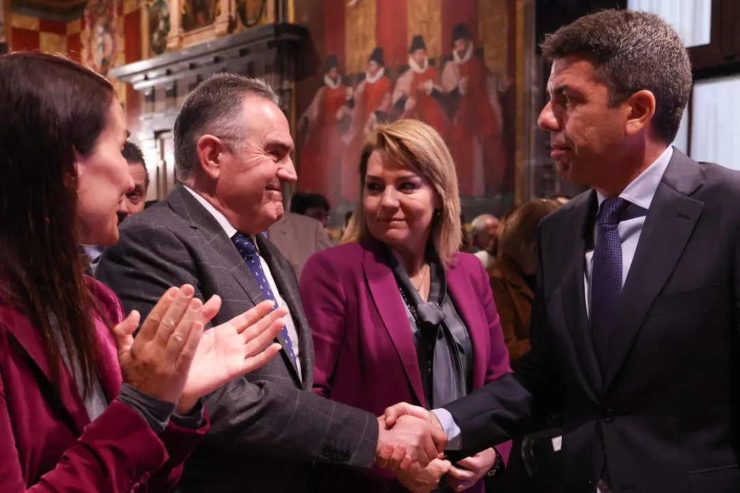 El president de la Generalitat, Carlos Mazón, junto al vicepresidente segundo, Gan Pampols, la vicepresidenta primera, Susana Camarero, y la consellera Ruth Merino. Imagen: Generalitat Valenciana