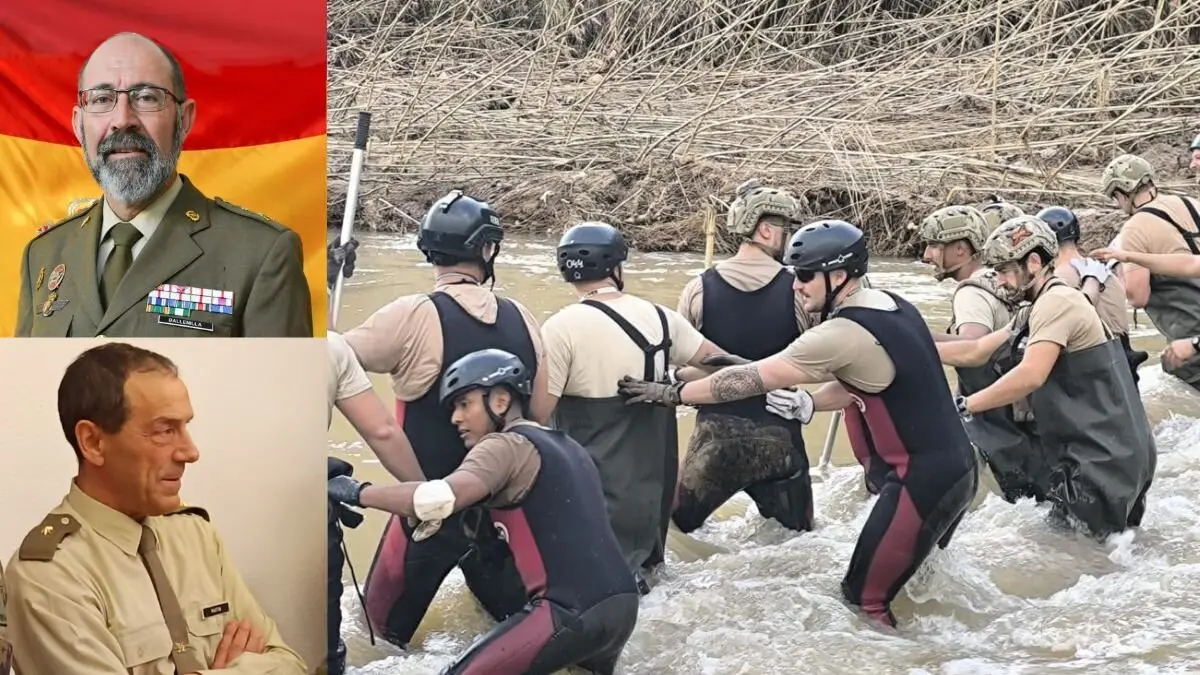 El general Ballenilla (imagen superior izqda.), el comandante Carlos Martín (imagen inferior izqda.) y los militares que intervinieron en la DANA han sido los premiados por la APDEF en esta XVI edición de los galardones