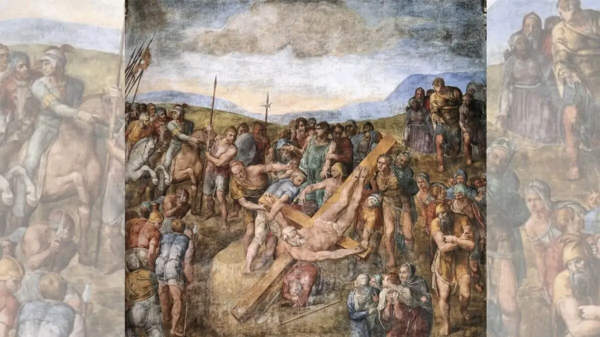 La Crucifixión de San Pedro de Miguel Ángel de la Capilla Paulina de Roma fue realizada por el maestro renacentista entre 1545 y 1550.