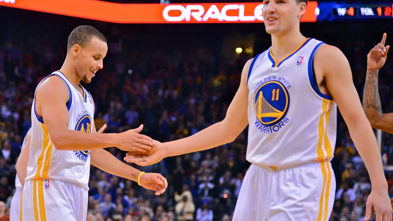 Stephen Curry y Klay Thompson, jugadores de los Warriors