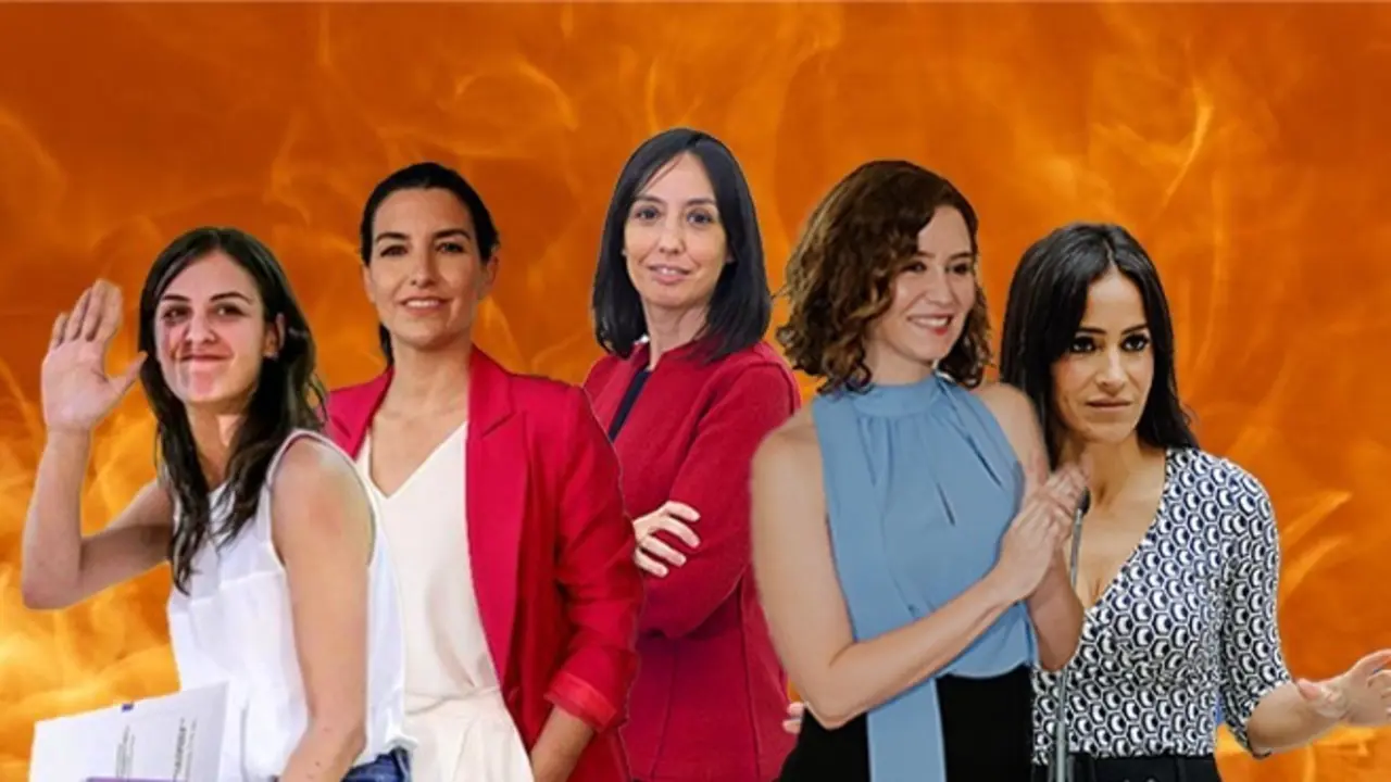 Rita Maestre, Rocío Monasterio, Mercedes González, Isabel Díaz Ayuso y Begoña Villacís (de izquierda a derecha)