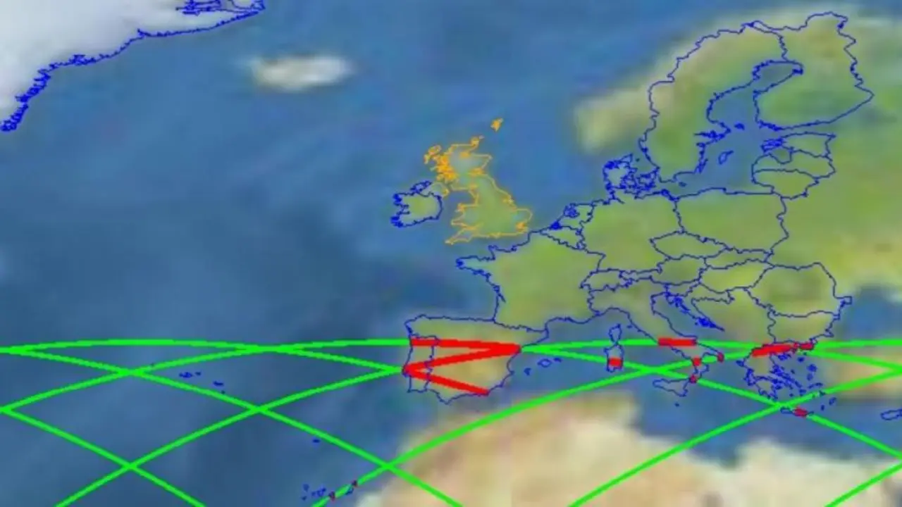 Posible trayectoria de los restos | (Imagen: EU SST)