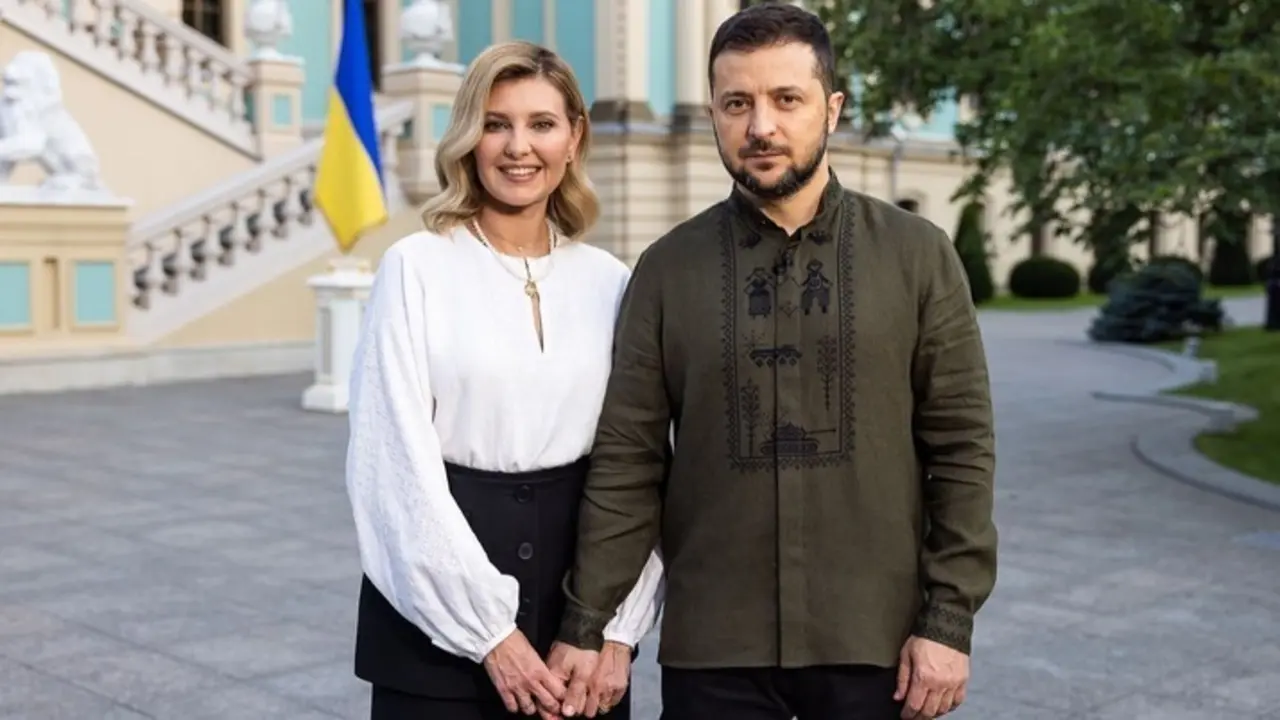 El presidente ucraniano Zelenski junto a su mujer  el Día de la Independencia. Fuente Instragram