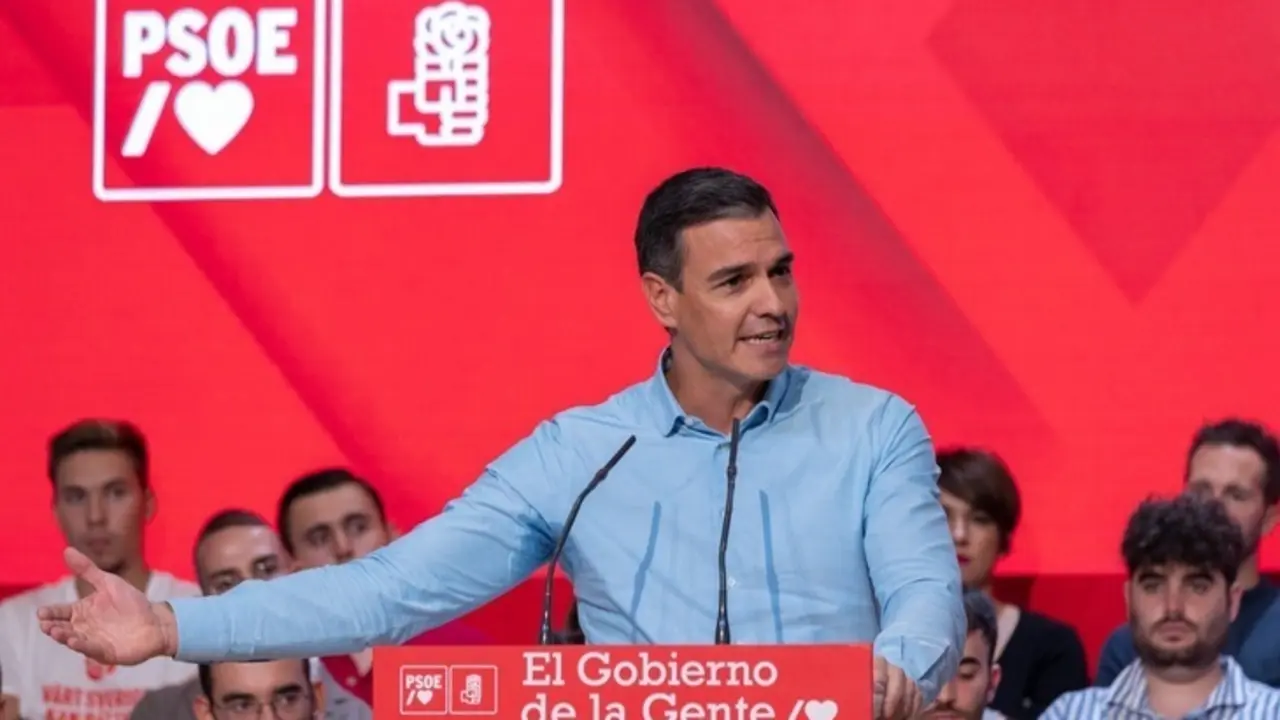 El presidente Pedro Sánchez durante el mitin. Imagen de archivo