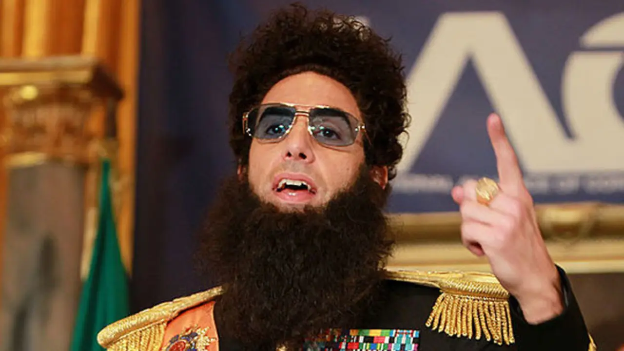 The Dictator at his press conference to highlight the plight of dictatorships worldwide, at the Waldorf Astoria, New York City, May 7, 2012.