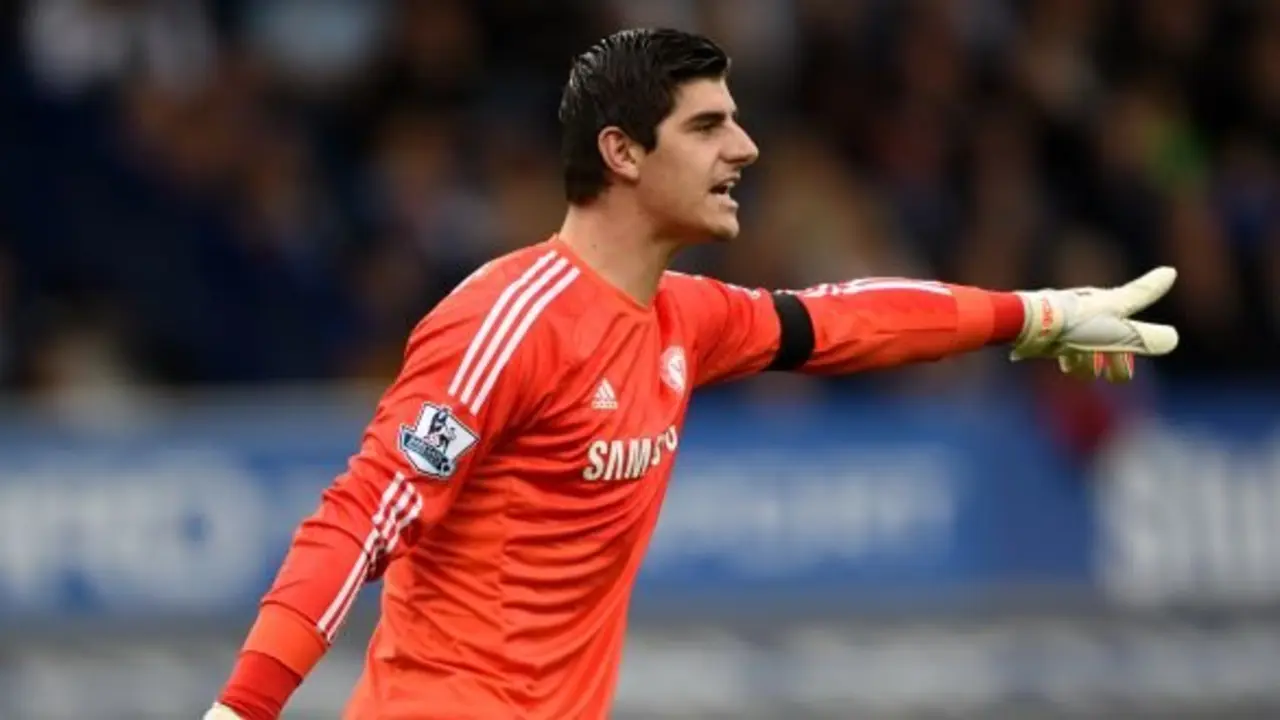 Chelsea Goalkeeper Thibault Courtois during their English Premier League soccer match at Goodison Park Stadium, Liverpool, England, Saturday Aug. 30, 2014.