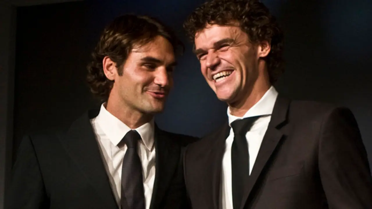 June 1, 2010
Roger Federer, of Switzerland, poses with Gustavo Kuerten of Brazil, after Kuerten recieved the 2010 Philipppe Chatrier Award at the annual Champions Dinner, held at Pavillon D'Armenonville, Paaris, France