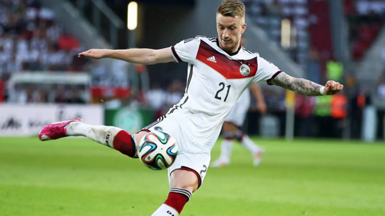 MAINZ, GERMANY - JUNE 06:  Marco Reus of Germany tries to score during the International Friendly match between Germany and Armenia at Coface Arena on June 6, 2014 in Mainz, Germany.  (Photo by Simon Hofmann/Bongarts/Getty Images)