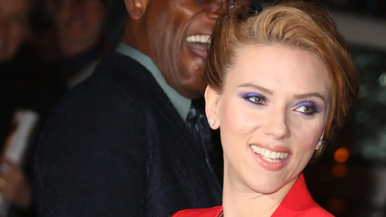 Actress Scarlett Johansson attending the French premiere of the film 'Captain America: The Winter Soldier'  in Paris, Monday, March 17, 2014.