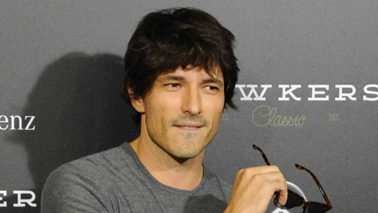 Model Andres Velencoso attending Hawkes event during Pasarela Cibeles - Mercedes-Benz Fashion Week Madrid 2014 , in Madrid, on Friday 12nd September 2014