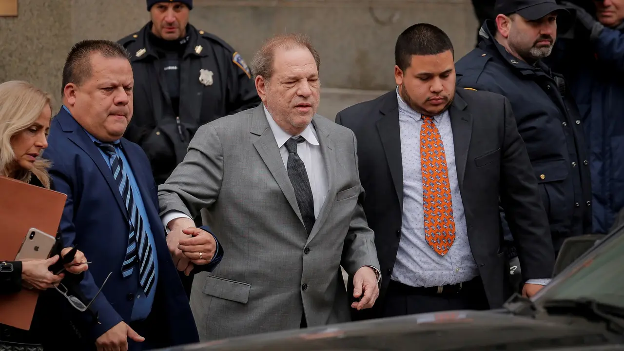 FILE PHOTO: Film producer Harvey Weinstein exits following a hearing in his sexual assault case at New York State Supreme Court in New York, U.S., December 6, 2019.  REUTERS/Lucas Jackson/File Photo