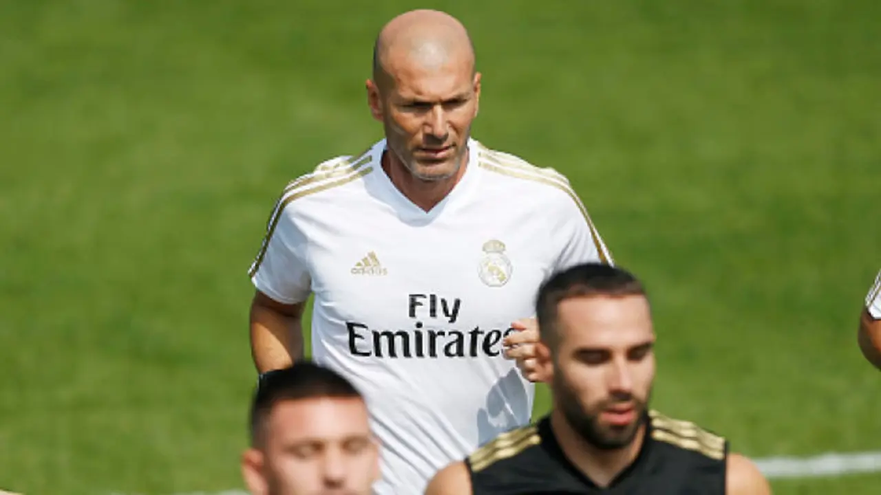 MONTREAL, CANADA - JULY 10: Zinedine Zidane of Real Madrid looks on during the Real Madrid Pre-Season Training Camp on July 10, 2019 in Montreal, Canada. (Photo by TF-Images/Getty Images)